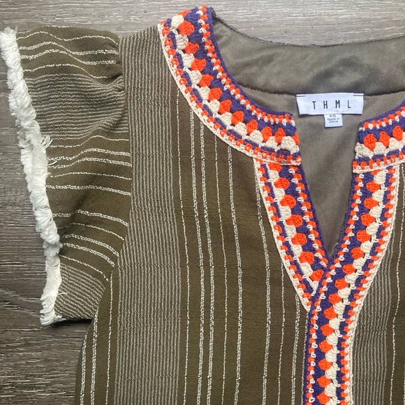 Anthropologie THML Green Embroidered Dress Size XS - Picture 3 of 4